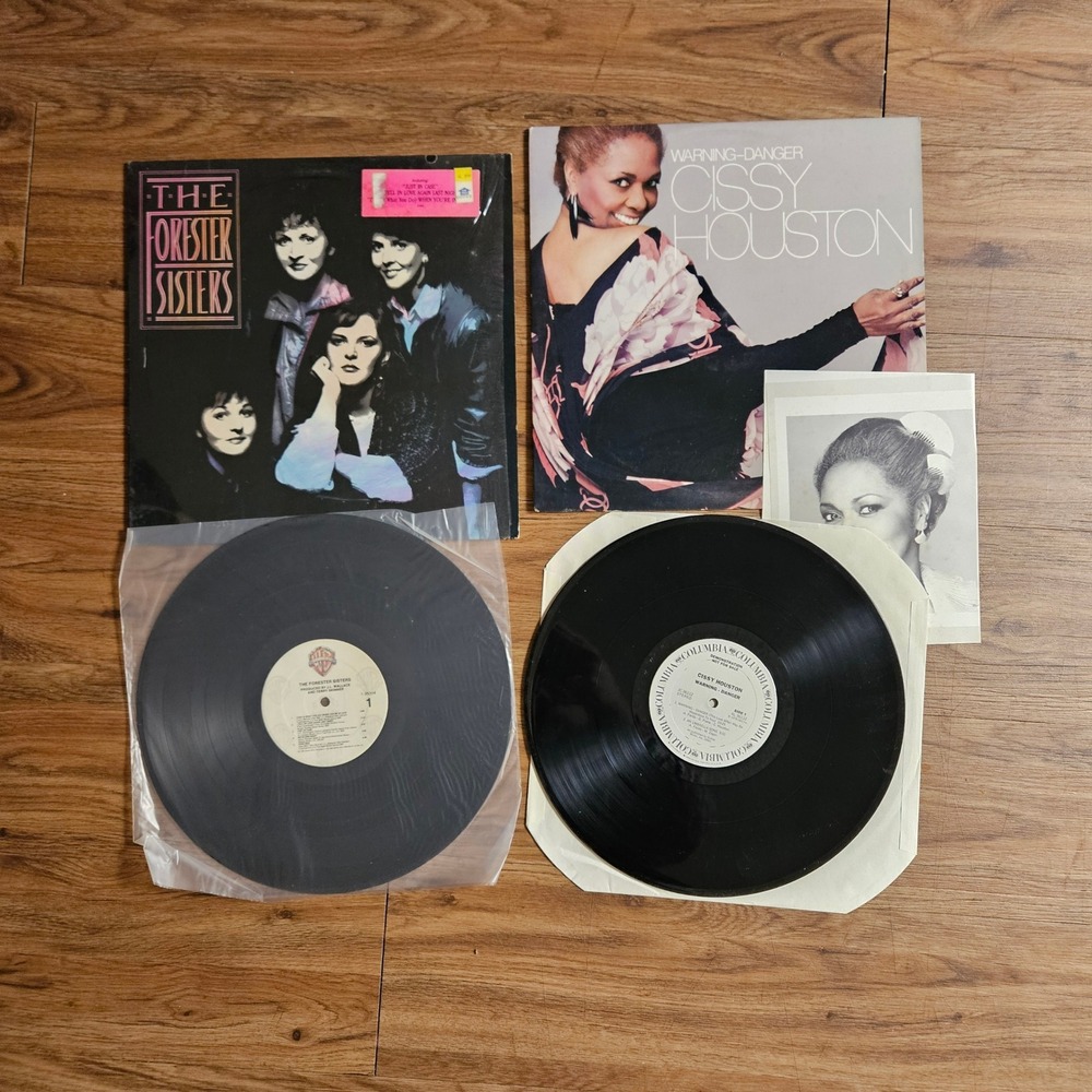 Lot of 2 The Forester Sisters & Cissy Houston Warning Danger Promo Records 33RPM